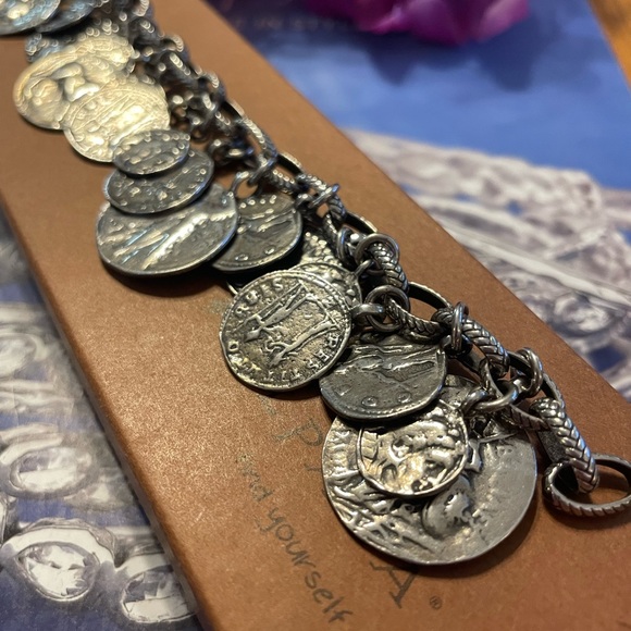 Silpada Iconic Roman Coin Cha-Cha Charm Sterling Silver Bracelet B1624 - Picture 13 of 17